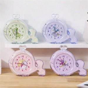 1pc Cute Cartoon Goldfish Alarm Clock With Night Light, Multicolor, Suitable For Student Bedroom, Back To School, Christmas Gift Monochrome